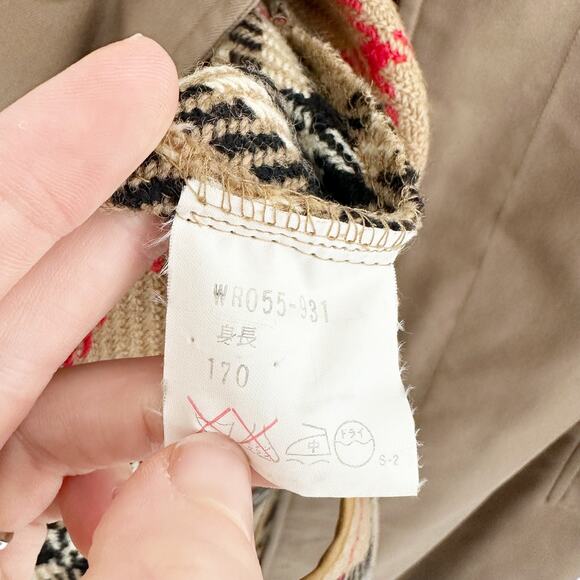 Burberry Vintage Trench Coat Gabardine Nova Check Plaid Lining Beige 40 - Picture 9 of 9
